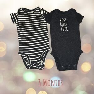 Carter’s Baby Boy 2pc Onesie Bundle 3 Months: Striped & "Best Baby Ever"